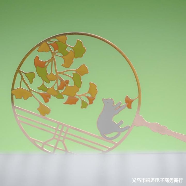 rabbit-tuan-fan-metal-bookmark-engraving-chinese-fan-shaped-osmanthus-forbidden-city-cultural-creativity-cute-mid-autumn-festiva
