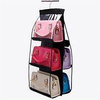 6 Pocket Foldable Hanging Bag 3 Layers Folding Shelf Bag Purse Handbag Organizer Door Sundry Pocket Hanger Storage Closet Hanger