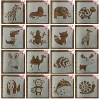 16 ชิ้น/เซ็ต 13 ซม.สวนสัตว์สัตว์ช้างสิงโต DIY Layering Stencils ภาพวาดสมุดภาพสี Embossing อัลบั้มตกแต่งแม่แบบ-Cailine