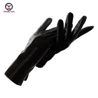 CHINYUN new winter women sheepskin leather gloves outdoor warm and soft ladies fashion suede stitching high quality mittens