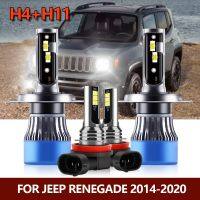 4x LED Headlight Bulbs Hi/Lo H4 H11 Fog Light Combo Car Turbo Lamps For Jeep Renegade 2014 2015 2016 2017 2018 2019 2020 Adhesives Tape