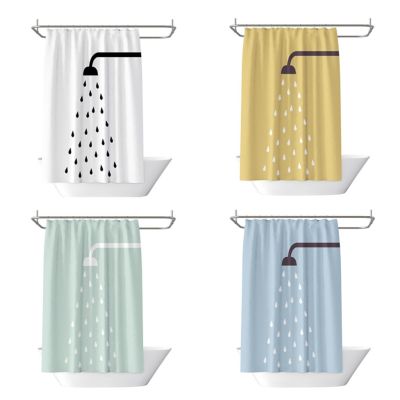 ✕✒▩ Waterproof Shower Curtain Shower Pattern Bath Curtain Premium Polyester Fiber Shower Curtains Blue White Color 150x180 180x180 Free Hooks Bathroom Decoration
