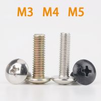 20~50pcs Cross Recessed Truss Head Machine Screws M3 M4 M5 Mushroom Big Flat Head Screw Black Steel/304/Color Zinc Philips Screw Nails Screws  Fastene