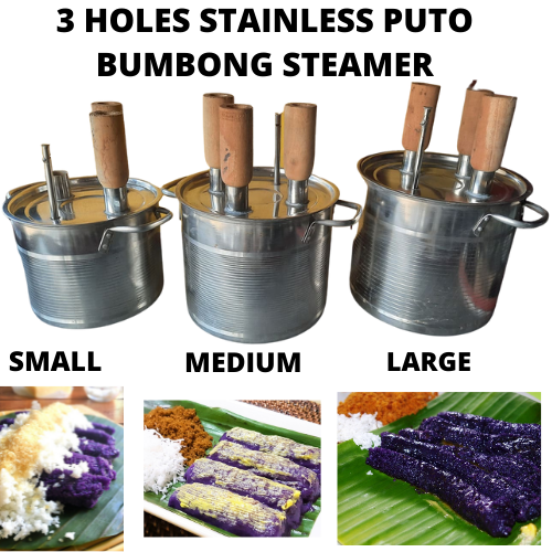 BEST QUALITY STAINLESS PUTO BUMBONG STEAMER WITH 3 HOLES AND WOOD