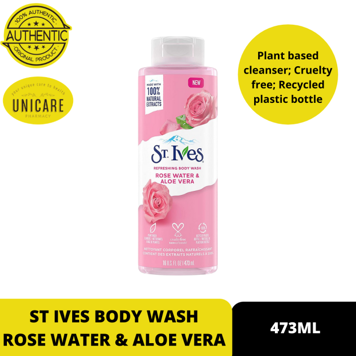 St Ives Refreshing Body Wash Rose Water And Aloe Vera 473ml Lazada