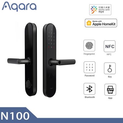 Aqara ประตูล็อคอัจฉริยะลายนิ้วมือปลดล็อค NFC ทำงานได้ N100รหัสผ่านบลูทูธพร้อมอุปกรณ์ในบ้าน Mijia