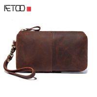 AETOO New style leather bag retro crazy horse leather clutch handbags mens handbags ladies handbags