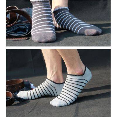 Ready Stock! Uni Horizontal Cotton Ankle ถุงเท้าผ้าฝ้ายที่มองไม่เห็น