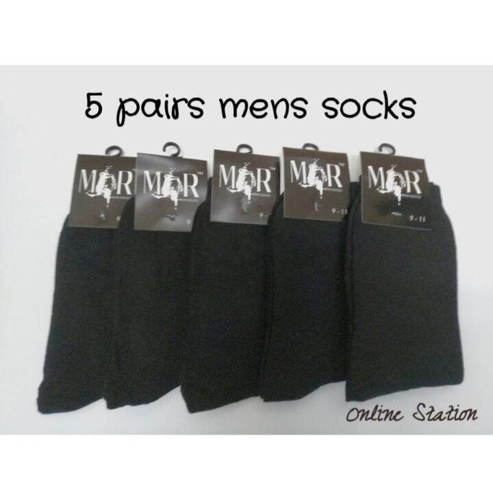 men-socks-long-black-5-pairscottonstokin-panjang-lelaki-hitam-kosong-5-pasang