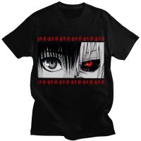 อะนิเมะ Tokyo Ghoul Kaneki Ken Eyes รูปแบบเสื้อยืดแขนสั้นหลวม Hip Hop Tshirt Harajuku บุรุษผ้าฝ้าย Cool ฤดูใบไม้ผลิฤดูร้อนคุณภาพสูงเสื้อยืด