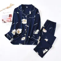 Japanese style new spring and autumn ladies 100% cotton pajamas suit small flowers long-sleeved two-piece summer home service