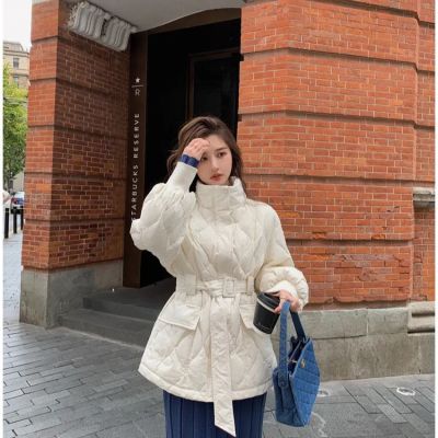 Women Single-breasted Zippers Lace-up Female Parkas Stand Collar Female Jackets Winter Thick Cotton Padded Coats