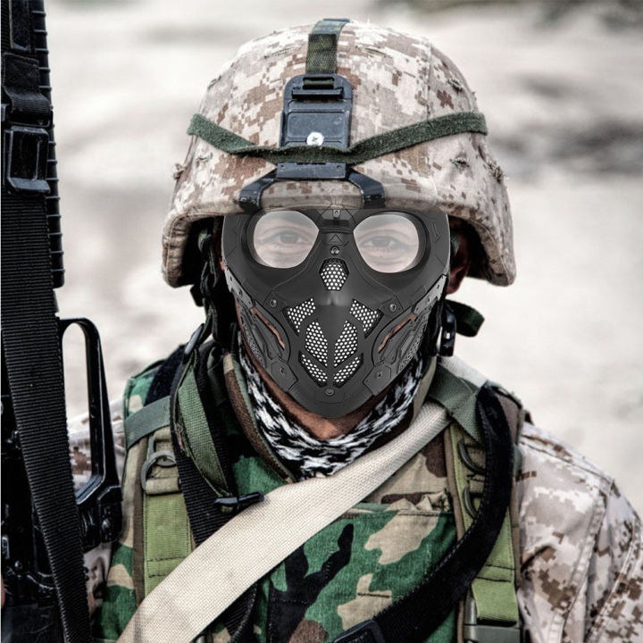 ทหารยุทธวิธีซุ่มซ่อนหน้ากากเต็มใบหน้าป้องกันปืนลมกลางแจ้งยิง-cs-wargame-เพนท์บอลสวมหน้ากากความปลอดภัย