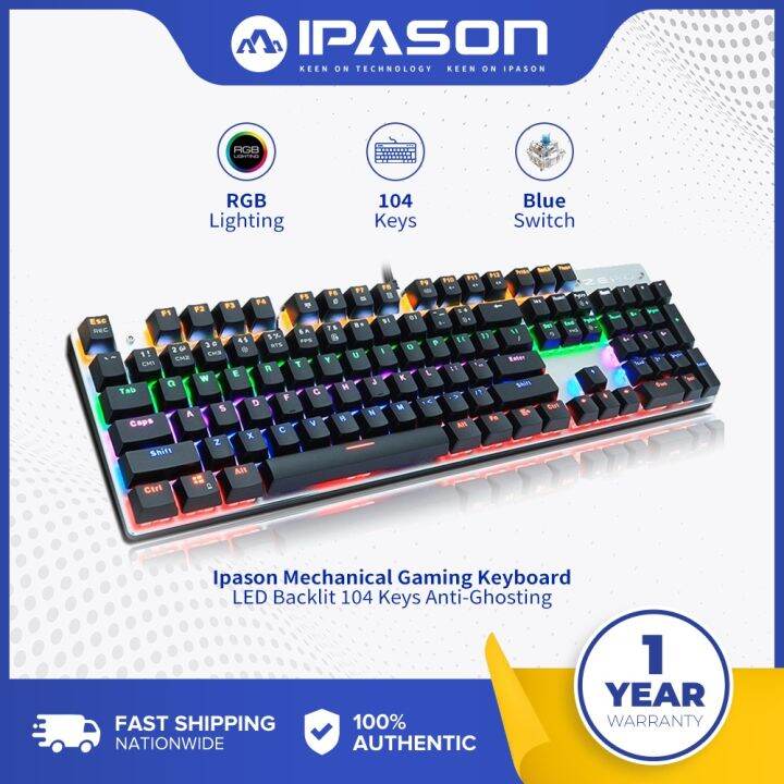 Ipason Mechanical Gaming Keyboard LED Backlit 104 Keys AntiGhosting