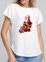 เสื้อยืดผ้าฝ้ายผู้หญิง T เสื้อ Merry Christmas Snowman Harajuku ใหม่ปีเทรนด์แขนสั้นผู้หญิงพิมพ์ความงามเสื้อหญิงกราฟิก Tshirt