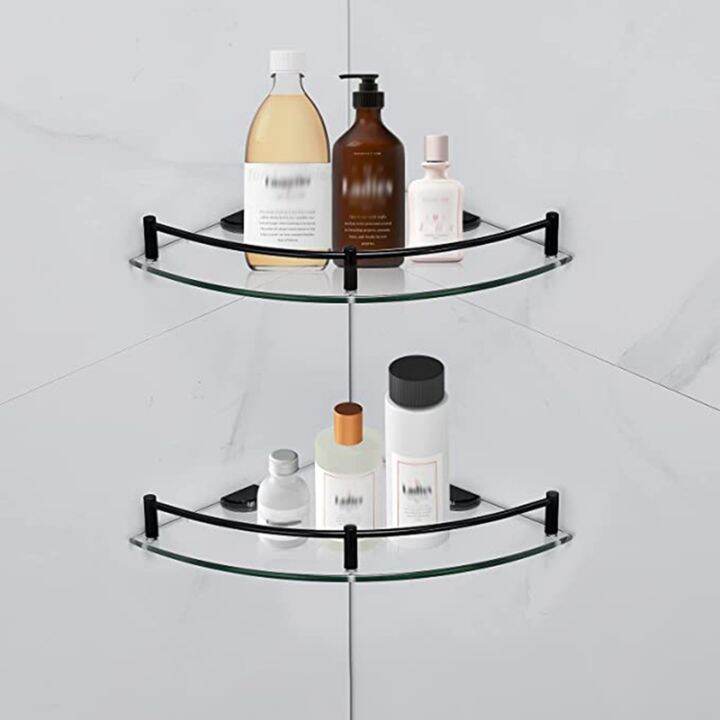 Bathroom Shelves, Bathroom Glass Corner Shelf Wall Mounted ,Tempered