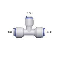 50ชิ้น/ล็อต3/8 " - 1/4" - 3/8 "ประเภททีออฟน้ำ RO 6.5มม.-9.5มม. ท่อ POM ท่อ PE 3วิธีหัวต่อคอมพิวเตอร์ชิ้นส่วนกรองน้ำ