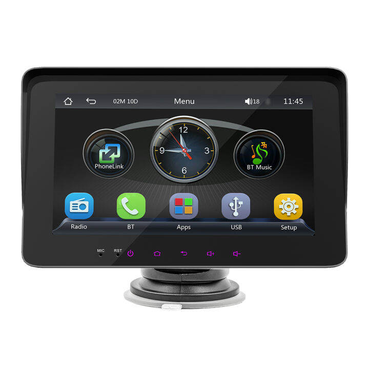 เครื่องเล่น-mp5สเตอริโอรถยนต์7นิ้วโทรแบบแฮนด์ฟรี-bt-วิทยุ-fm-รองรับ-carplay-android-auto-link-ช่วยกลับด้าน-usb-คู่พร้อมรีโมทคอนโทรลพวงมาลัยขายึดปรับได้