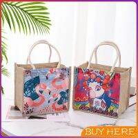 BUY HERE   กระเป๋ากระเป๋าทรงช้อปปิ้ง ผ้ากระสอบ กระเป๋าพิมพ์ลาย ใบเล็ก handbag