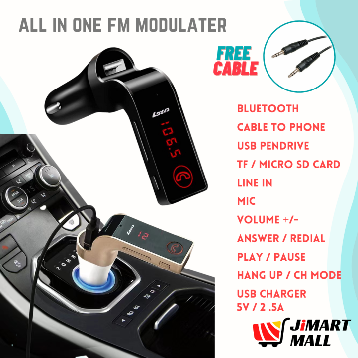 ALL IN ONE FM MODULATOR Bluetooth USB Charger Pendrive Line In Radio