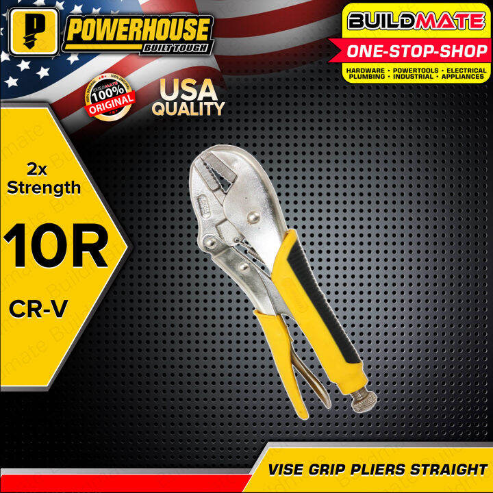 BUILDMATE Powerhouse 10R Vise Grip Curve Straight 2X Strength CRV Curved Jaw Locking Plier