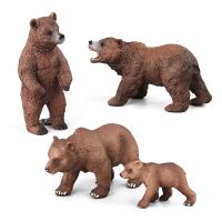 Small Size Simulation Brown Bear Figure Collectible Toys Solid Wild Animal Action Figures Kids Animal Cognitive Toys