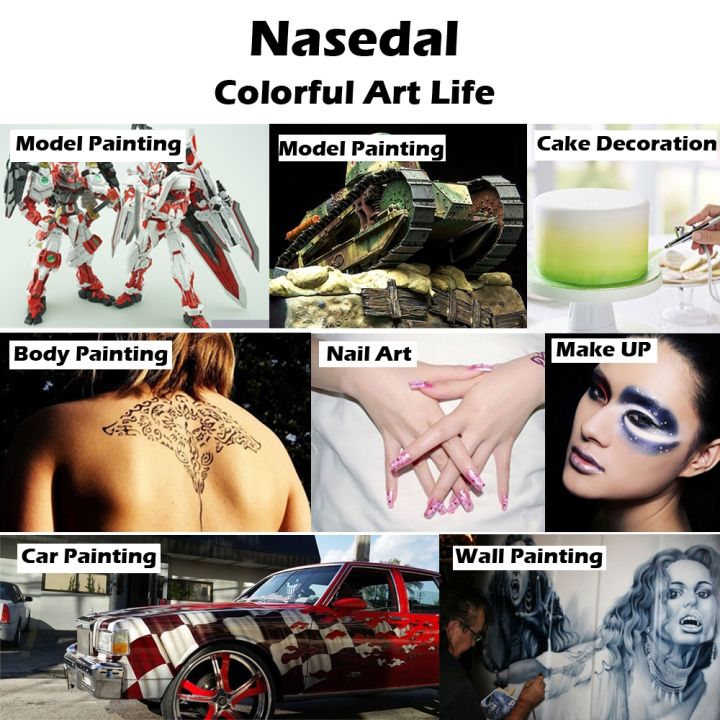 nasedal-gold-dual-action-airbrush-compressor-kit-0-3mm-airbrush-spray-gun-for-nail-airbrush-model-cake-car-fish-shoes-painting