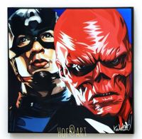 Red Skull &amp; Captain America กัปตันอเมริกา เรด สกัลล์ Marvel​ รูปภาพ​ติด​ผนัง​ pop art พร้อมกรอบและที่แขวน กรอบรูป มาร์เวล แต่งบ้าน ของขวัญ