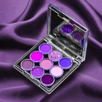 ✓┅◎ Purple Green Eyeshadow Palette Shimmer Shiny Glitter Sequins Eye Shadow Eyes Pigments Eyes Makeup Cosmetics DIKALU Maquillaje