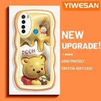 YIWESAN เคสสำหรับ Xiaomi Redmi Note 8 2021 Note 8T,เคส3D การ์ตูนหมีน้ำผึ้งสีเหลืองดีไซน์ใหม่โคลอร์ขอบคลื่นนุ่มเคสมือถือกันกระแทกแบบใสที่สร้างสรรค์เคสโปร่งใสลายกล้องถ่ายรูปซิลิก้าเจลฝาครอบป้องกัน