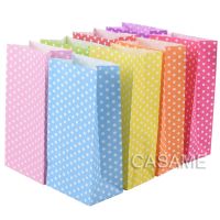 【YF】◙  50 pcs New high quality paper bag up Colorful Dot  18x9x6cm Favor Top Packing Treat gift