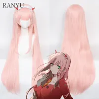 RANYU Anime DARLING In The FRANXX 02 ZERO TWO Long Wig Pink Synthetic Straight Cosplay Hair Wig For Party