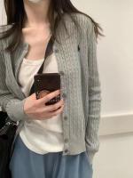 z74nfyx Ralphˉ laurenˉ Original Quality spot xRL American standard embroidery twist round neck knitted cardigan womens all-match sweater jacket