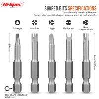 [Hot K] ชิ้นส่วนสกรูไดรเวอร์รูปทรงพิเศษ6ชิ้น,ก้านหกเหลี่ยม1/4ชุดบิตรูปตัวยูใหม่สามจุดพร้อมที่จับเครื่องมือแม่เหล็ก