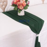 【cw】 RU013X hot sale wedding dark green champagne royal blue purple dusty pink burgundy white lilac chiffon table runner ！