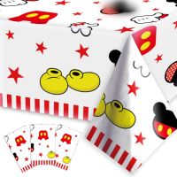 【LZ】 Disney Mickey Mouse Tablecloth 130x220cm Cute Mickey Mouse Table Cover Disposable Plastic Birthday for Kids Party Supplies
