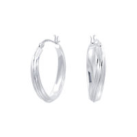 Silver thai 5mm x 32mm Oval twist hoop earrings silverต่างหูห่วง เงินแท้ 925 ตัวเรือนตอก 925 (Hoop Earrings)