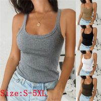 PR Store Women Fashion Sleeveless Tops Slim Fit Solid Color Vest Summer Tank Tops Plus Size S-5XL