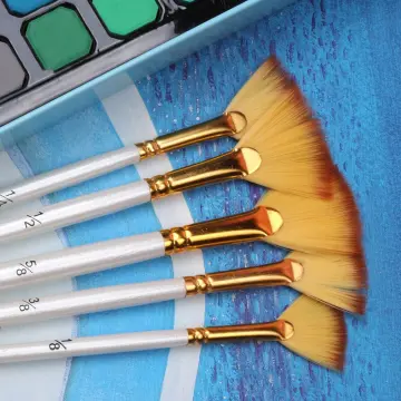 Fan Paint Brush Set Nylon Hair Acrylic and Oil Brushes 5Pcs