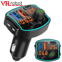 VR robot FM Transmitter Bluetooth 5.0 Car MP3 Player Wireless Handsfree Car Kit with Type-c PD QC3.0 Quick Charge Support Siri