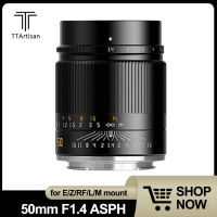 TTartisan 50มม. F1.4 ASPH Full Frame MF Portraiture Street เลนส์สำหรับ A7 A9 Canon R5 Nikon Z5 Sigma FP Leica TL