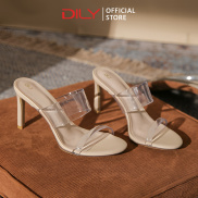 Guốc cao gót nữ quai 2 dây trong suốt mũi tròn