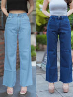 TwiceJeans ยีนส์ทรงกระบอก ขาตรง เอวสูง ปลายตัด วินเทจ S-5XL