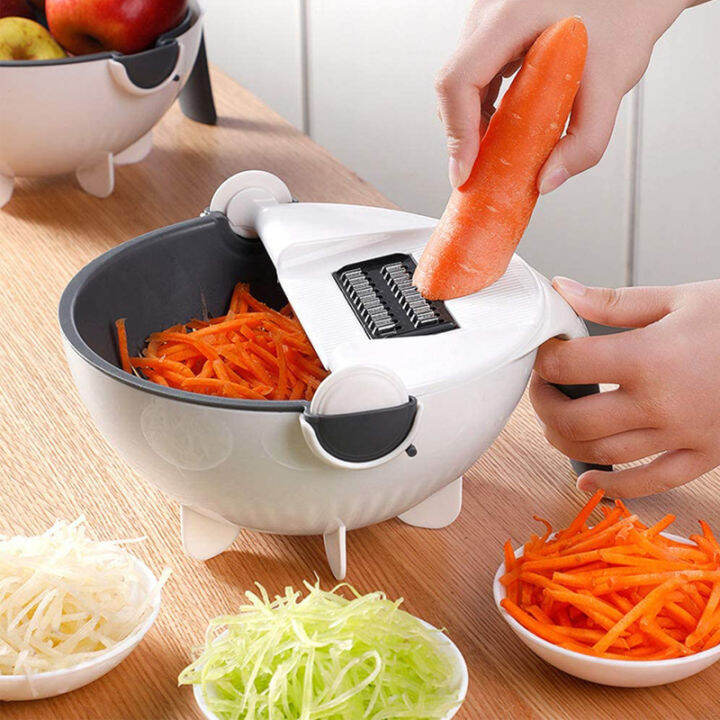 manual-vegetable-cutter-drain-basket-slicer-rotate-portable-salad-grater-mandolin-multi-garlic-crusher-kitchen-accessories-tools