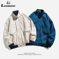 Lansboter เสื้อแจ็คเก็ตผู้ชาย,เสื้อแจ็คเก็ตทำงานกลางแจ้งกันน้ำและกันลมถอดออกได้หลายกระเป๋าผ้าคุณภาพสูง