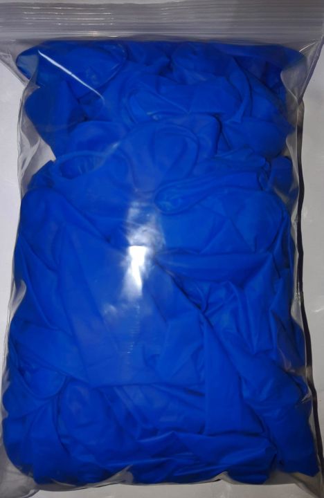 ขนาด S ถุงมือยาง มีแป้ง สีน้ำเงิน แบ่งบรรจุในถุงซิป 20 ชิ้น