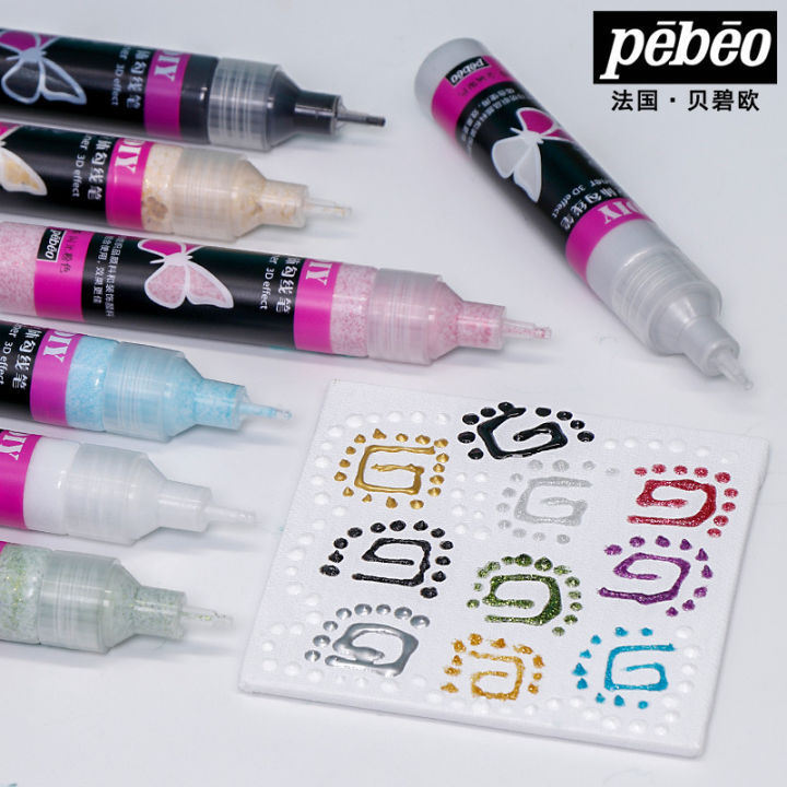 pebeo-glitter-metallic-สี-professional-outliner-สีแก้ว25ml-ศิลปินอะคริลิค-diy-outliner-ปากกาโปร่งแสง-liner-3d-ภาพวาดเครื่องหมายเซรามิค-hand-painted-อุปกรณ์