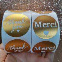 500pcs/roll French Thank You Sticker Handmade Christmas Stationery Decoration Sticker Gold Foil Paper Sealing Label Sticker Stickers Labels