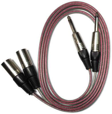 สาย DYNACOM ทองเเดงเท้ XLR(ตัวผู้) TR MONO เเจ็คไมโครโฟน สายไมโครโฟน ยาว 2M XLR(3pin) TR MONO