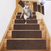 【LZ】 RULDGEE 8x30in Soft Self-adhesive Non-slip Water Absorption Stair Carpet Mat Protector Rug for Living Room Indoor Set of 15 pcs